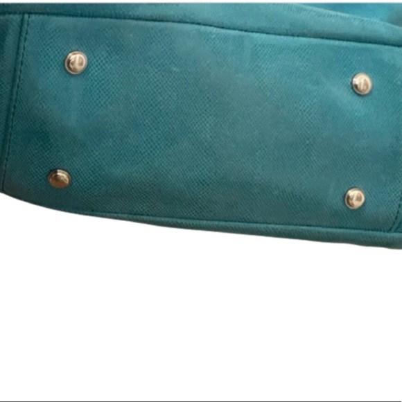 B. Makowsky Teal Leather Shoulder Bag - Picture 3 of 6